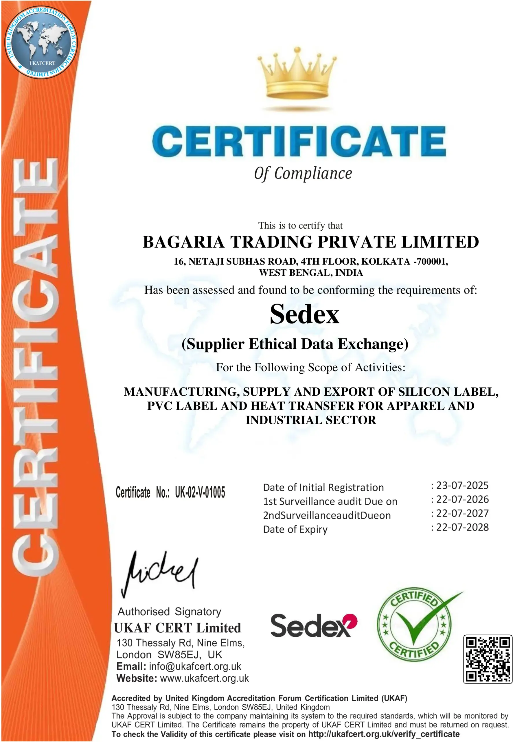 Sedex OF UK BAGARIA TRADING PRIVATE LIMITED (1)